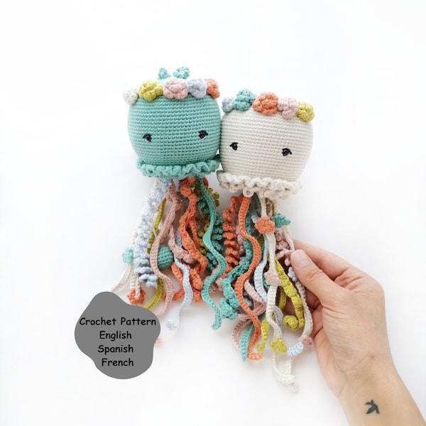 Crochet PATTERN Jill the jellyfish, amigurumi animal pattern, crochet jellyfish pattern