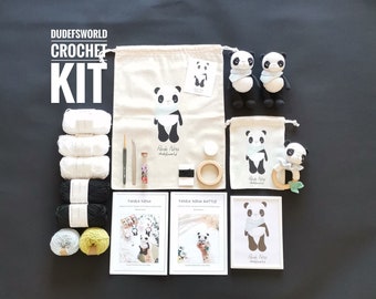 CROCHET KIT: Panda Nina with Printed Pattern ,Amigurumi Kit