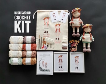 CROCHET KIT Anne doll with Printed Pattern,Amigurumi Kit,Diy Kit,How to amigurumi kit with tutorial