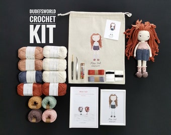 CROCHET KIT Milen Doll with Printed Pattern,Amigurumi Kit,How to Amigurumi Kit with Tutorial