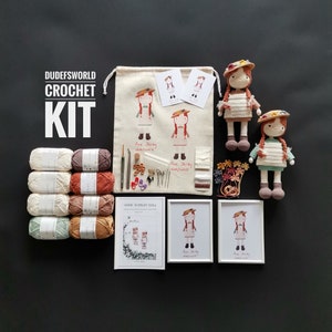 CROCHET KIT Anne doll with Printed Pattern,Amigurumi Kit,Diy Kit,How to amigurumi kit with tutorial
