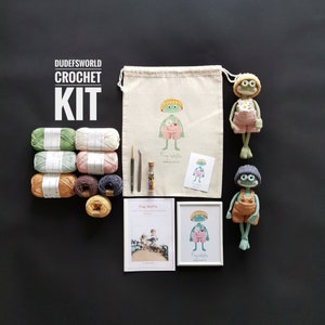 CROCHET KIT Frog Waffle with Printed Pattern,Amigurumi Kit,How to Amigurumi Kit with Tutorial