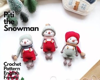 Crochet Pattern Snowman Piti • Amigurumi Snowman PDF Tutorial