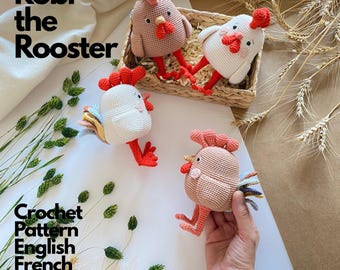 Crochet Pattern Robi the Rooster • Amigurumi Rooster PDF Tutorial