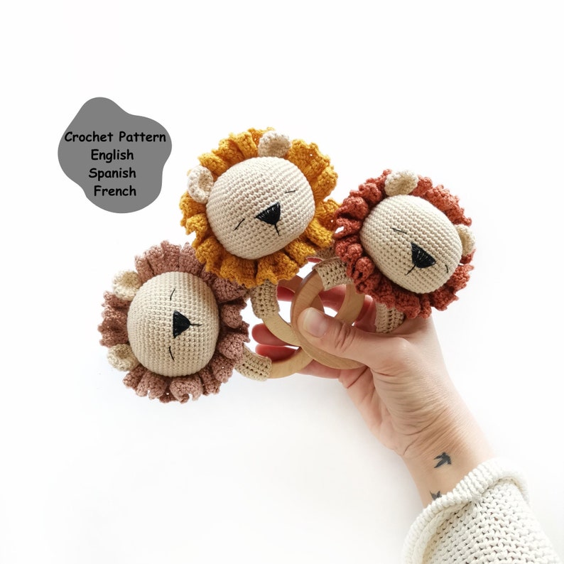 Crochet Pattern Ollie the Lion Rattle • Amigurumi Baby Teething Toy PDF Tutorial image 5