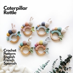 Crochet PATTERN caterpillar rattle,crochet baby rattle ,crochet toy for baby mobile ,teething toy tutorial,crochet pattern amigurumi PDF