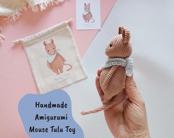 Handmade Crochet Mouse Toy, 100% Cotton Amigurumi