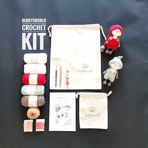 CROCHET KIT Snowman Piti with Printed Pattern, Amigurumi Kit, How to Amigurumi Kit with Tutorial