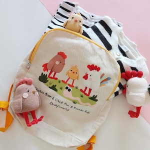 Sac à dos en toile Chicken Family Design/sac pour enfants