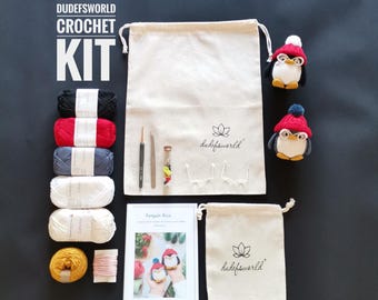 Penguin Rico Crochet Kit, Amigurumi Pattern, DIY Craft