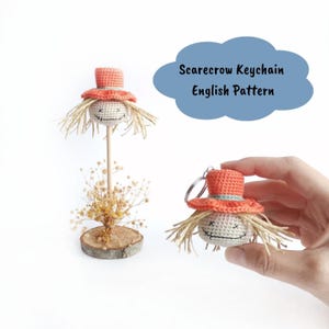 Chaveiro de espantalho com padrão de crochê, padrão de espantalho amigurumi, padrão de espantalho de crochê