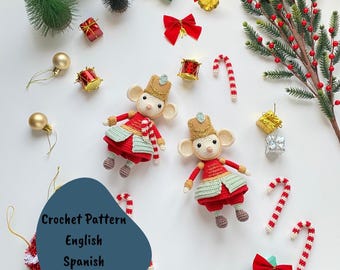 Wzór szydełkowy: Myszka Dziadek do orzechów • Samouczek PDF na świąteczną myszkę Amigurumi