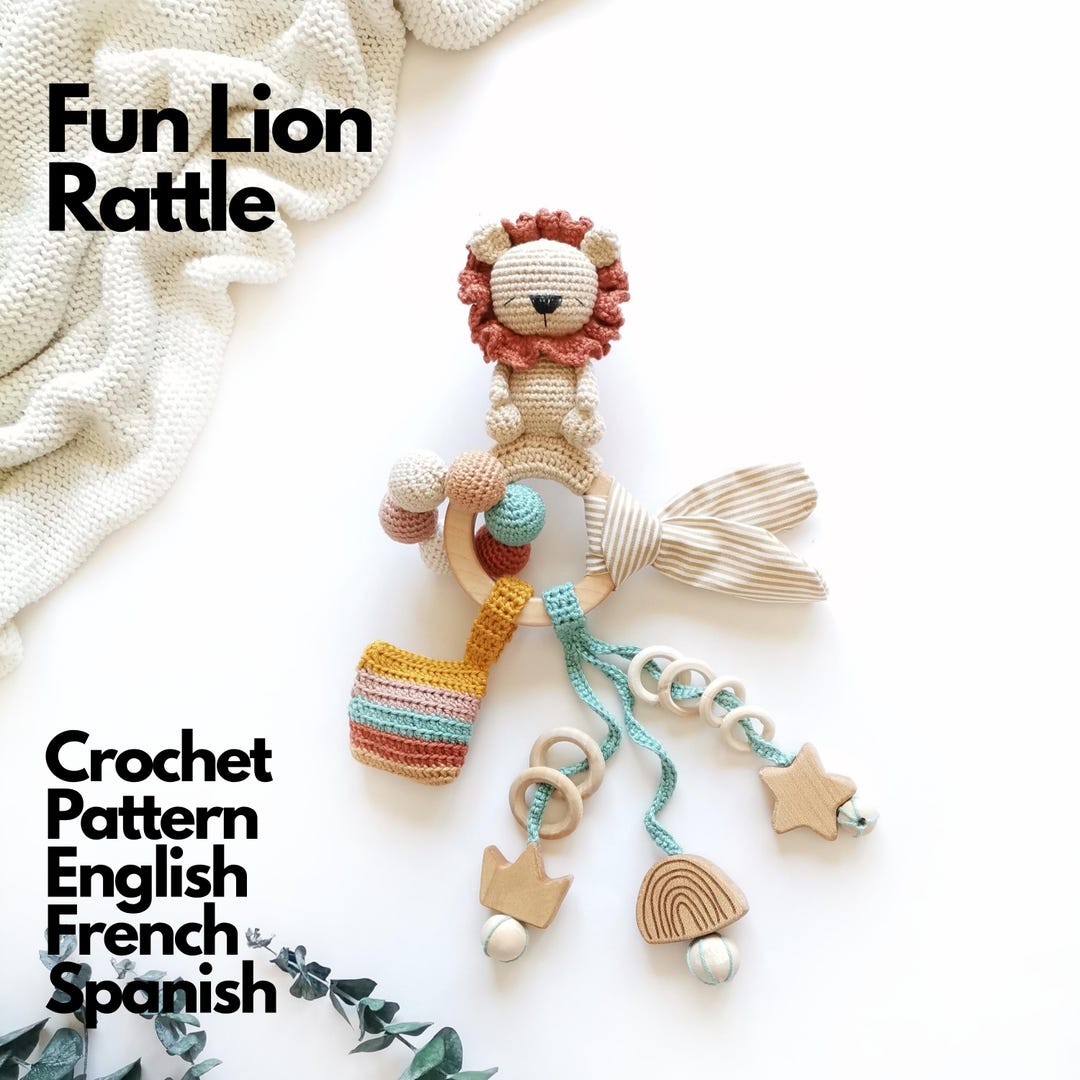 Crochet Pattern Fun Lion Rattle • Amigurumi Baby Teething Toy PDF ...