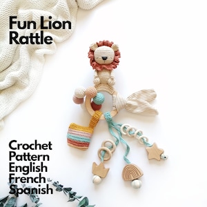 Crochet Pattern Fun Lion Rattle • Amigurumi Baby Teething Toy PDF Tutorial