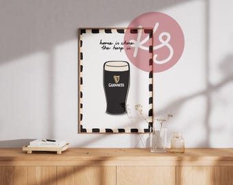 Guinness Wall Art - Home is Where the Harp is - Digital Print Artwork