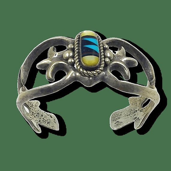 Navajo Pawn Inlay Sandcast Bracelet