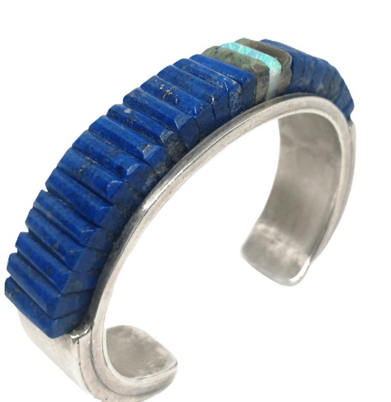 Old Pawn Navajo Lapis Multistone Cornrow Bracelet