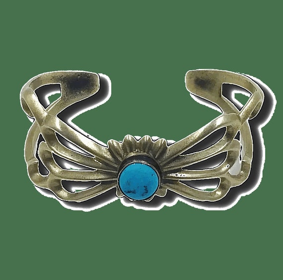 Navajo Turquoise Sandcast Pawn Bracelet