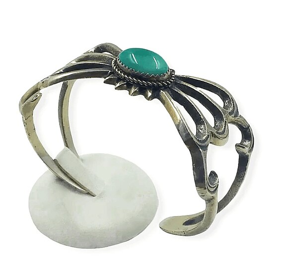 Navajo Sandcast Turquoise Pawn Bracelet