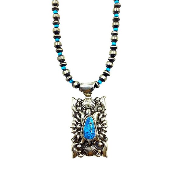 Navajo Spiderweb Kingman Turquoise Necklace