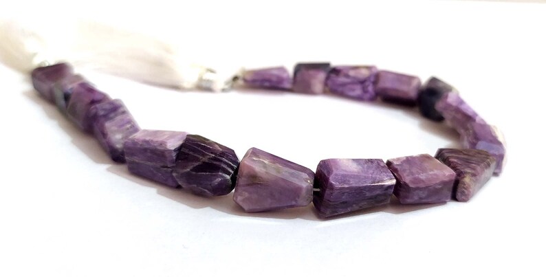 Approx wt 100 ct Jewellery making bead strand Russian Charoite Faceted Nugget 8 inch bead strand Purple Charoite bead
