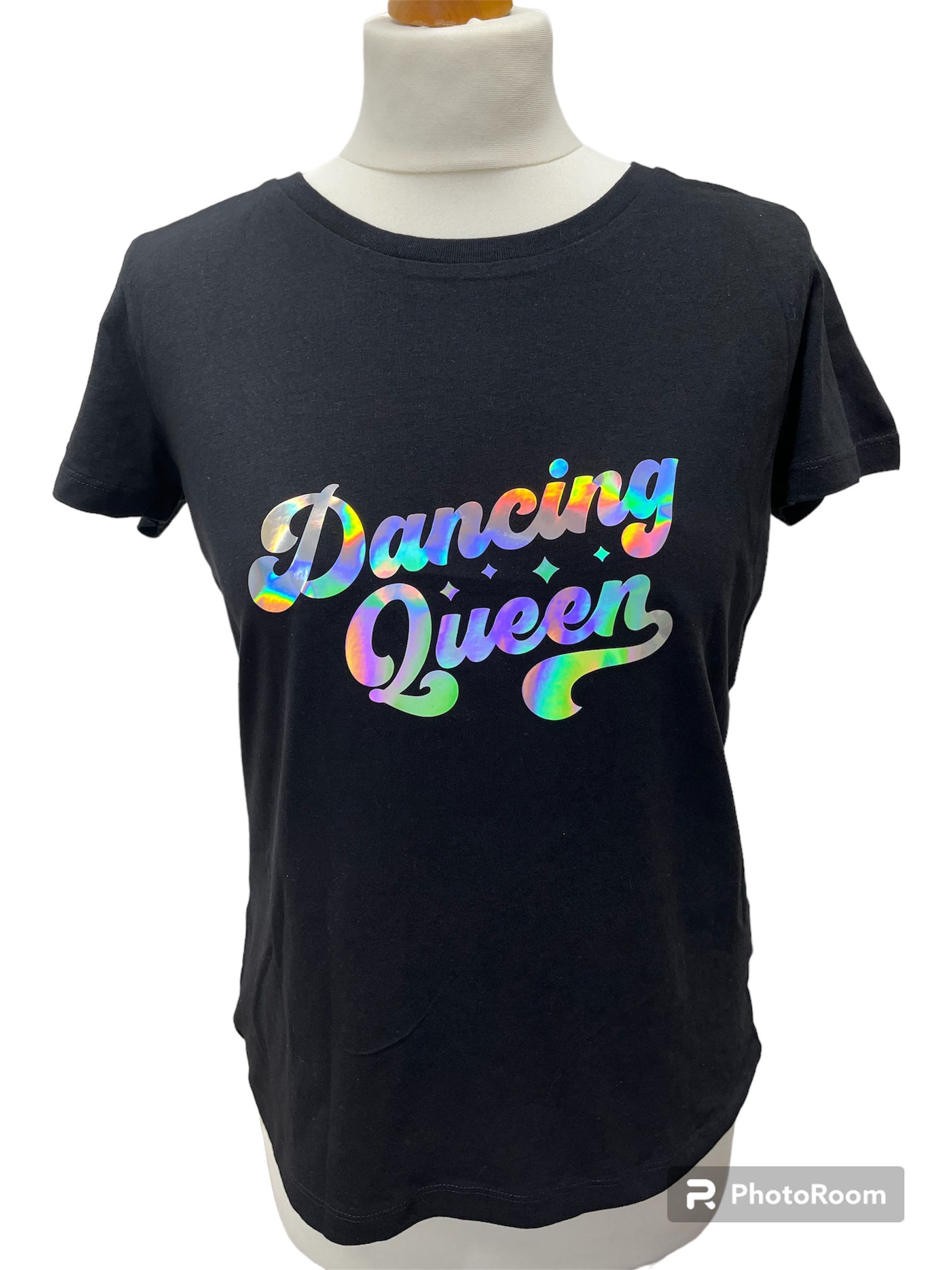 Personalised Dancing Queen T-shirt Holographic Rainbow Abba Voyage