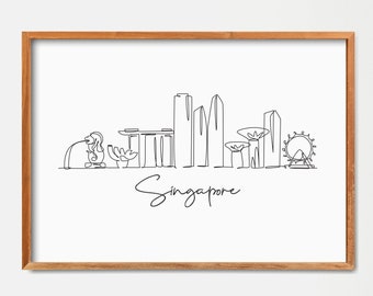 Singapore Skyline Print: Minimalist One Line Drawing Art Poster (Digital Download)