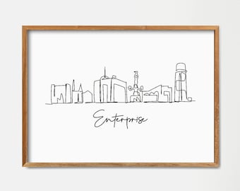 Enterprise Alabama Skyline Art: Minimalist Single Line Draw Print (Digital Download)