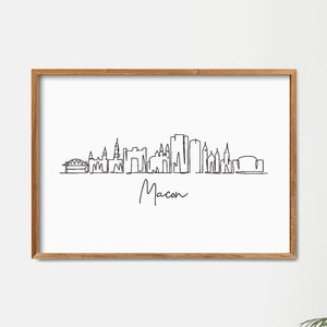 One Line Macon, Georgia Skyline Printable Art, Fine Line Art Print, Retro Art Print, Minimalist Home Print, Modern Line Art, Landmark Poster