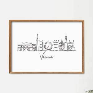 Vienna Skyline Printable Wall Decor, Fine Line Print, Minimalist Wall Art, Modern One Line Art, Landmark Poster Art, City Skyscraper Print