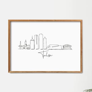 One Line Tulsa City Skyline Print, Boho Art, Retro Art, Minimalist Printable Wall Art, Neutral Art, Modern Line Art, Landmark Poster Print
