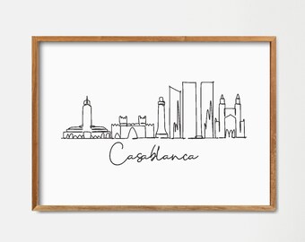 Casablanca Skyline Print: Minimalist One Line Draw Art (Digital Download)