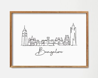 Bangalore Skyline Art Print: Minimalist Line Drawing (Digital Download)