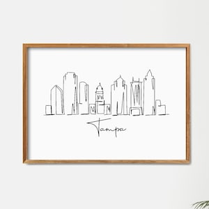One Line Tampa City Skyline Print, Boho Art, Retro Art, Minimalist Printable Wall Art, Neutral Art, Modern Line Art, Landmark Poster Print