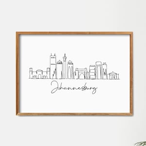 One Line Draw Johannesburg Skyline Print, Boho Art, Retro Art, Minimalist Printable Art, Neutral Art, Modern Line Art, Landmark Poster Print