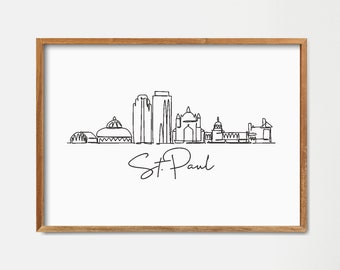 St. Paul Skyline Single Line Draw Art Print: Minimalist Landmark Poster (Digital Download)