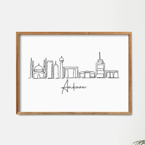 Ankara Skyline Printable Wall Decor Art, Fine Line Print, Minimalist Wall Art, Modern One Line Art, Landmark Poster, City Skyscraper Poster
