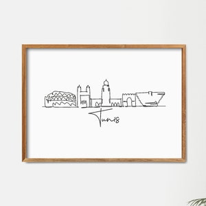 Tunis Skyline Printable Wall Decor, Fine Line Art Print, Minimalist Wall Art, Modern One Line Art, Landmark Poster Art, City Skyscraper
