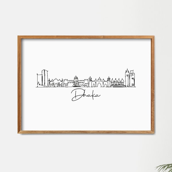 Dhaka Skyline Printable Wall Decor, Fine Line Print Art, Minimalist Print, Modern One Line Art, Landmark Poster Print, Home Decor Print