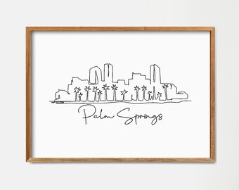 Palm Springs Skyline Print: Minimalist Single Line Draw Art (Digital Download)