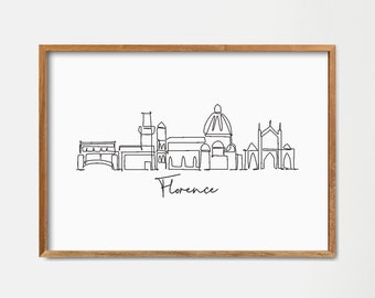 Florence City Skyline Poster Print: Minimalist One Line Draw Art Wall Decor (Digital Download)