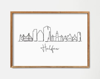 Halifax City Skyline Print: Minimalist Continuous Line Draw Art Poster (Digital Download)