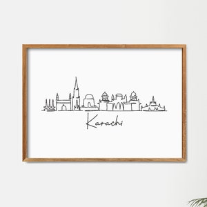 Printable Karachi Skyline Wall Decor, Fine One Line Print, Minimalist Poster Print, Modern Line Art, Neutral Print, Digital Art, Boho Art
