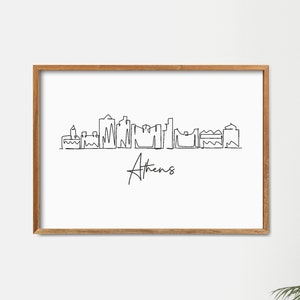 Athens, Georgia Skyline Printable Art, One Line Draw Print, Minimalist Home Wall Decor, Modern Line Art, Home Decor Art, Doodle City Print