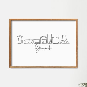 Yaounde Skyline Printable Wall Decor, Fine Line Print, Minimalist Wall Art, Modern One Line Art, Landmark Poster Print, Skyscraper Poster