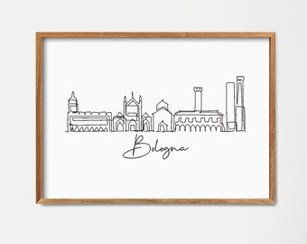 Bologna Skyline Print: Minimalist Continuous Line Drawing Art Wall Poster (Digital Download)