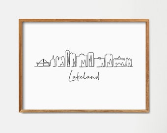 Lakeland Florida Skyline Art Print: Minimalist One Line Draw Home Decor (Digital Download)