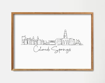 Colorado Springs Skyline Print: Minimalist Continuous Line Drawing Art Wall Decor (Digital Download)