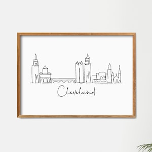 Cleveland Skyline Printable Wall Decor, Fine Line Print, Minimalist Wall Art, Modern One Line Art, Landmark Poster, City Skyscraper Poster