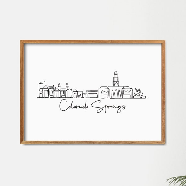 Printable Colorado Springs Skyline Wall Decor, Fine One Line Print, Minimalist Wall Art, Modern Line Art, Digital Download, Boho Art Print